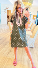 Olive Polka Dot Puff Sleeve Mini Dress