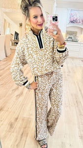 Mocha Leopard Pullover and Pant Set