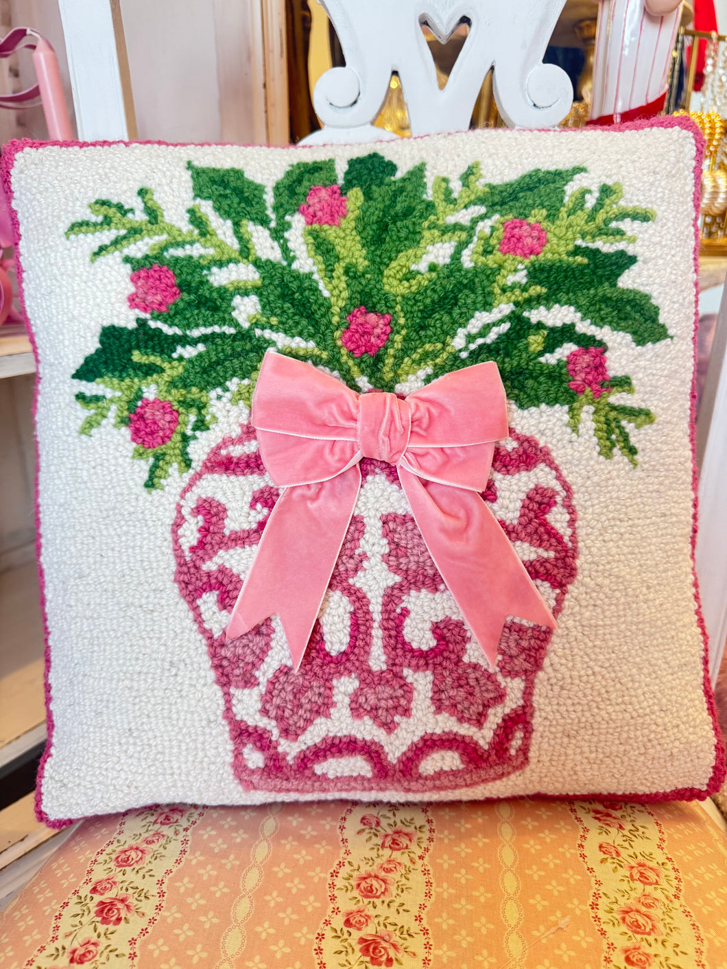 Pink Bow Vase Pillow