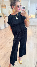 Black Velvet Ruffle Pant Set