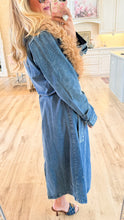 Long Denim Jacket with Fur Collar