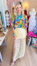 Green Multi Floral Gathered Sleeve Top