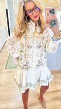 Uncle Frank White Embroidered Ruffle Hem Midi Dress