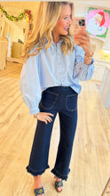 Denim Mineral Washed Ruffle Hem Pants