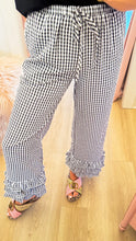 Black Gingham Layered Ruffle Hem Pants
