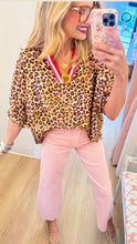 Leopard Contrast Dolman Sleeve Top