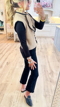 Taupe and Black Contrast Stitching Sweater Vest