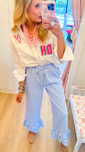 Blue Gingham Layered Ruffle Hem Pants
