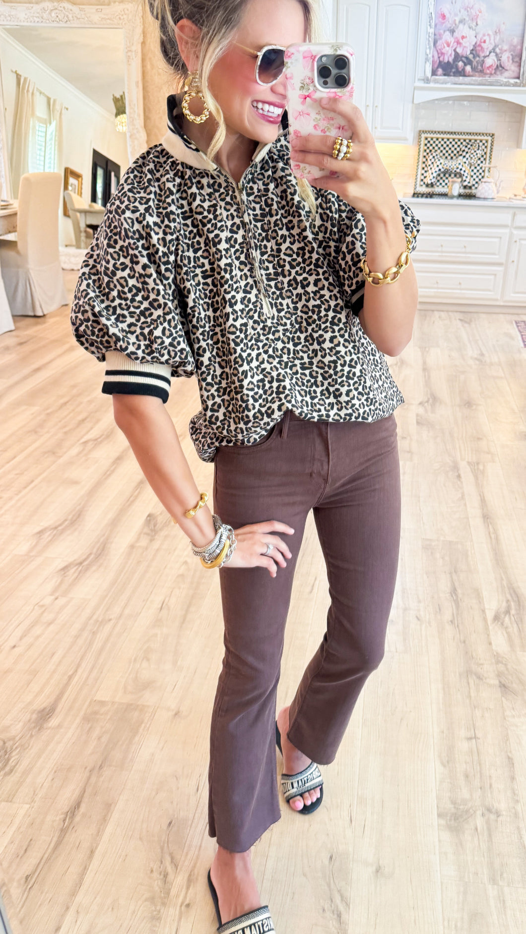 Vintage Brown Crop Flare Jeans