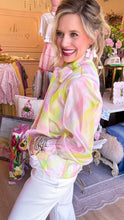 Pastel Geometric Pattern Bow Blouse