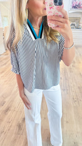 Black Stripe Dolman Sleeve Top