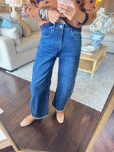 Dark Wash Cuffed Barrel Jeans