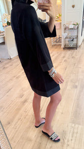 Black 3/4 Sleeve Collared Dress