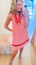 Red Gingham Contrast Sleeveless Dress