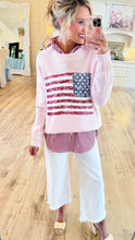 Pink American Flag Distressed Sweater