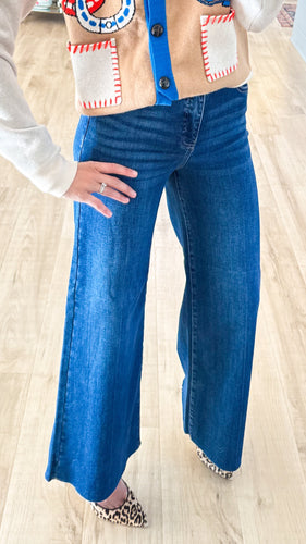 Risen Dark High Rise Wide Palzazzo Jeans