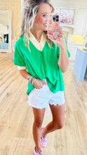 DEAL OF THE DAY Island Green Contrast Trim Top
