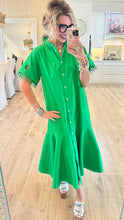 Kelly Green Flare Hem Midi Dress
