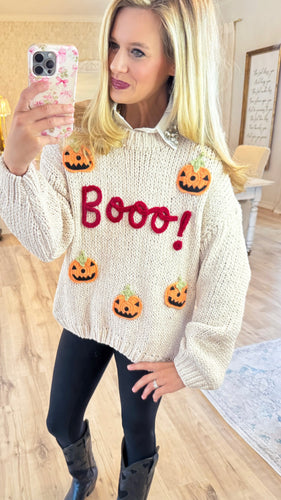 Cream Boo Knit Sweater