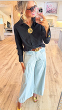 Black Solid Long Sleeve Shirt