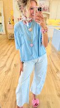 RESTOCK Light Blue Gingham Twill Barrel Pants