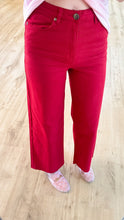 Red Twill Wide Leg Pants