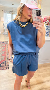 Dusty Blue French Terry Short Set