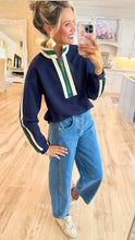 Navy Solid Contrast Detail Sweatshirt