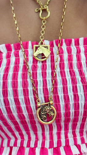 Long Detailed Horse Head Horse Bit Necklace