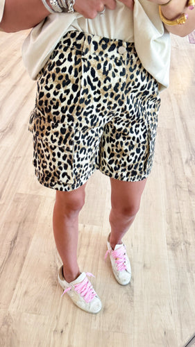 Leopard Cargo Shorts