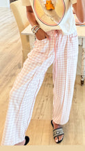 Soft Blush Gingham Barrel Knit Pants
