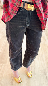 Velvet Stone High Rise Flocked Barrel Jeans