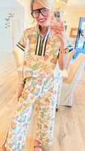 Oatmeal Floral Wide Leg Pant Set