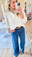Mineral Washed Wide Leg Cuffed Jeans