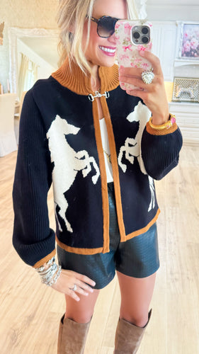 THML Black Horse Knit Cardigan