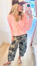 Pastel Pink Lace Trim Cardigan
