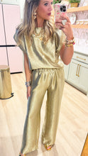 Gold Textured Wide Leg Pants Set