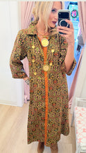 Olive and Toffee Floral Midi Dress