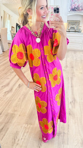 Queen of Sparkle Button Up Flower Dress