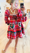 Christmas Plaid Heart Pocket Dress