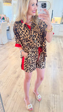 Leopard Print Short Set with Red Contrast