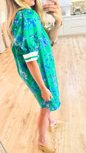 Green Floral Printed Mini Dress