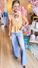 Washed Denim Wide Leg French Terry Pants