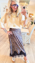 Leopard Lace Hem Maxi Skirt