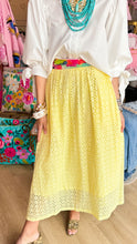 Lemon Eyelet Detail Midi Skirt
