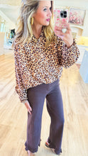 Leopard Print Bubble Hem Blouse