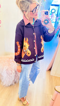Navy Horse Print Knit Cardigan