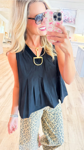 Pintuck Flared Babydoll Top