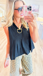 Pintuck Flared Babydoll Top