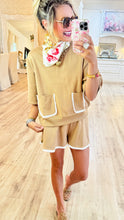 Taupe Eyelet Lace Trim Short Set
